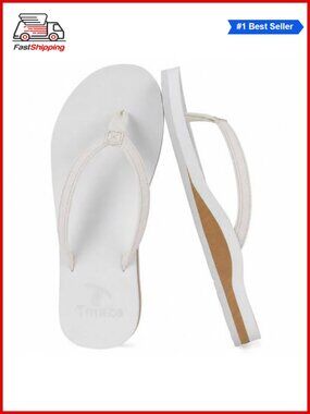 Women's Faux Leather Flip Flops Arch Support Non-Slip Thong Sandals